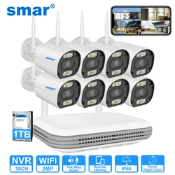 Smar H.265 3/5MP Camera kit Wireless CCTV System Wifi Camera Kit  Security Audio Human Detect IP 8CH  NVR Video Surveillance