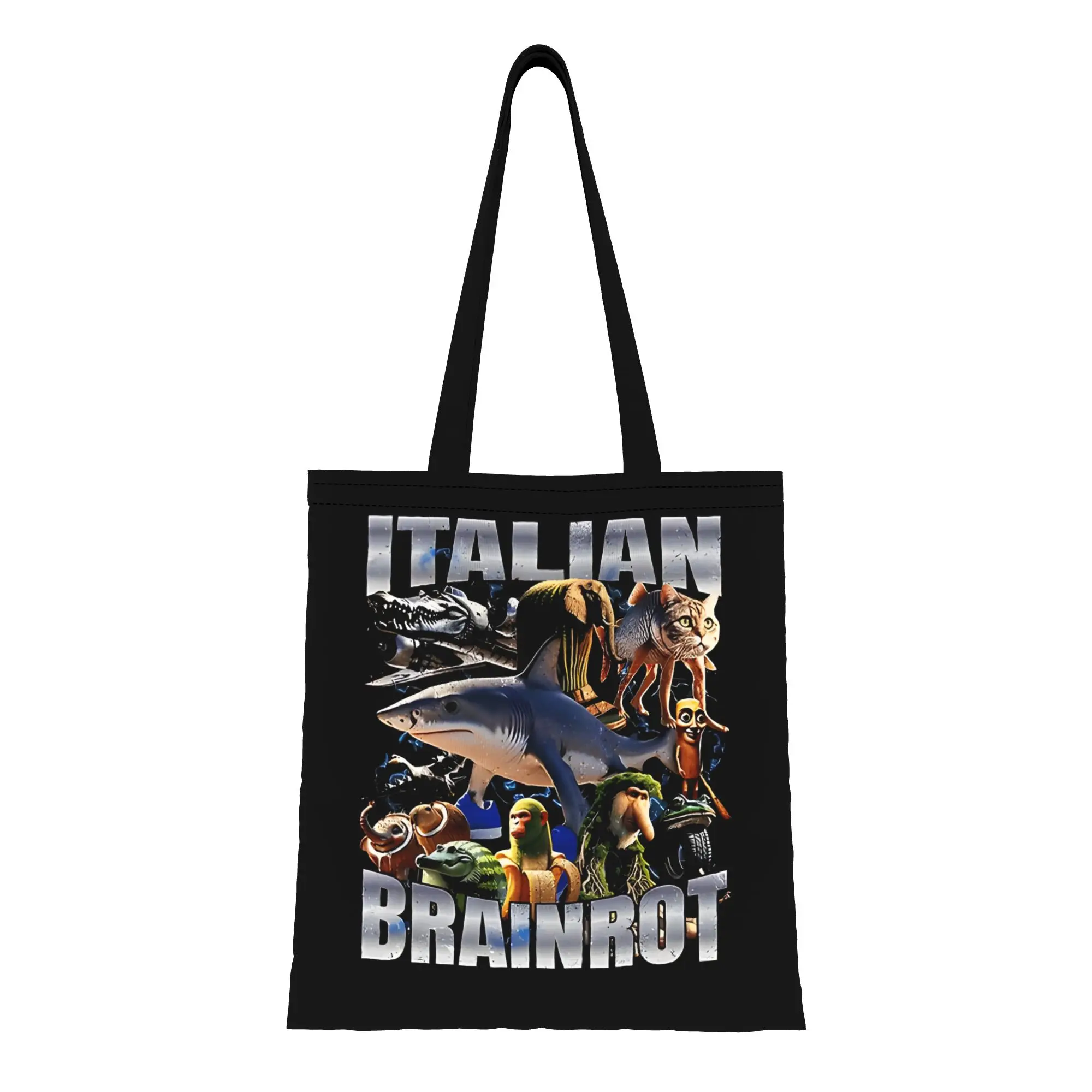 

Сумка-тоут TTUNG TUNG Italian-Brainrot из канваса для женщин: для покупок, путешествий, активного отдыха, прочная, на плечо, с ручками, подарочная