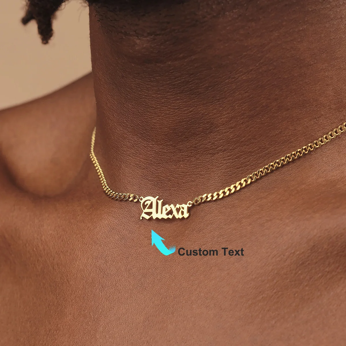 Custom Gothic Name Necklaces For Women 18K Gold Color Stainless Steel Cuban Chain Name Necklace Femme Wedding Jewelry Gift