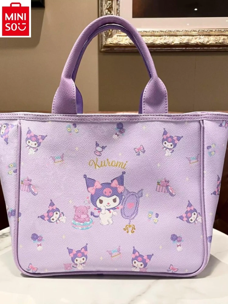 MINISO 2024 Fashion New Large Capacity Storage Bag for Women, High Quality Cartoon Kuromi Cute Printed Handbag