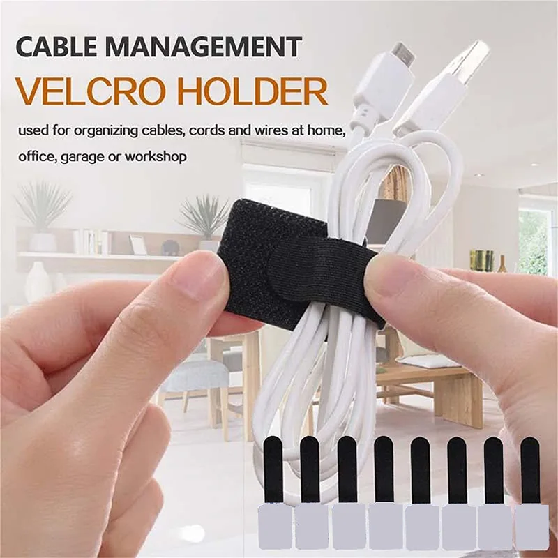 16/8/4Pcs Reusable Cable Tie Self-adhesive Hook and Loop Wire Organizer Fastener Tape Strap Wrap Zip Bundle Storage