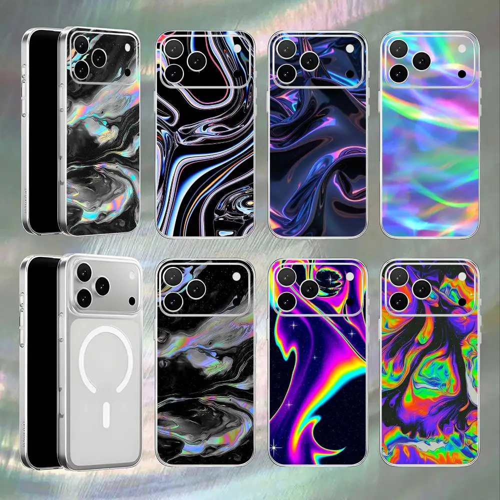 

Psychedelic trippy Holographic Phone Case For iPhone 17,16,15,14,13,12,11,Pro,Max,Plus,E,Air,Mini Magnetic Frosted Clear