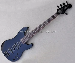 5 Strings Black Electric Bass Guitar with Active Circuit,Rosewood Fretboard,20 Frets,Can be Customized