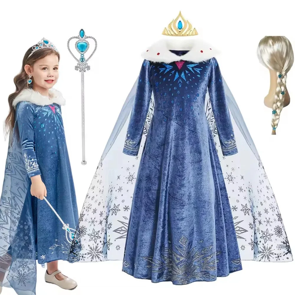 

Elsa Costume for Girl Elsa Dress Long Sleeve Cosplay Outfit Snow Princess Dress Up Halloween Birthday Party Outfit