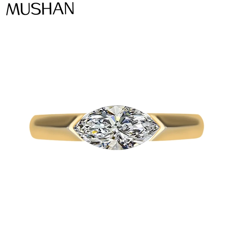 

MuShan Designer Jewelry 925 Sterling Silver Ring VVS Moissanite Bespoke Ring for Women 18K Gold Plated MST Patent Fine Jewellery