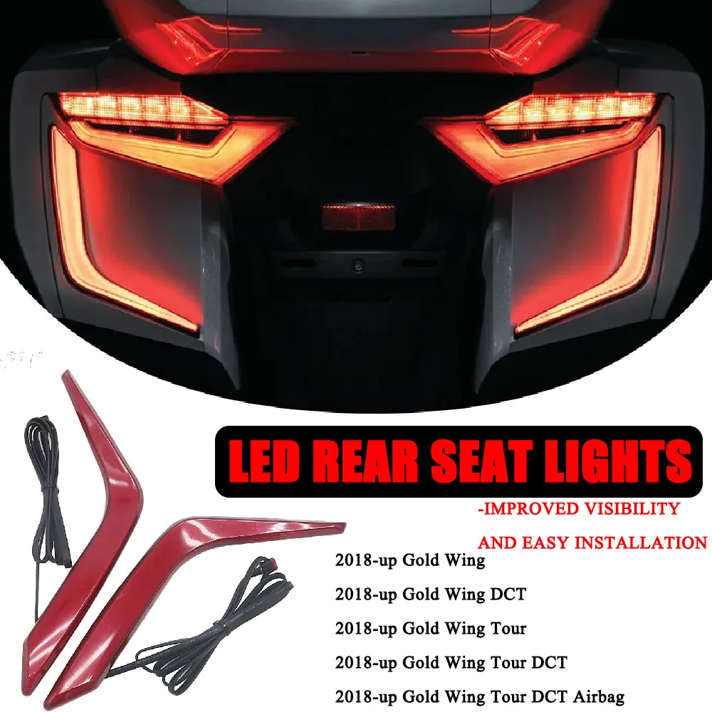 

New Style FOR Honda Goldwing Tour DCT Airbag GL1800 F6B 2018 LED Rear Saddlebag Accents Light Warning Stop Lamp Red Lenses Kit