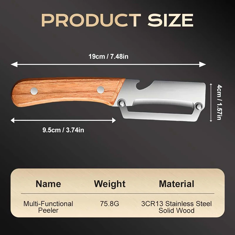 مقشرة البرتقال والبطاطس مع مقبض مريح جوليان مقشرة خضروات خشبية متعددة الوظائف للمطبخ والخضروات والجزر والفواكه #6