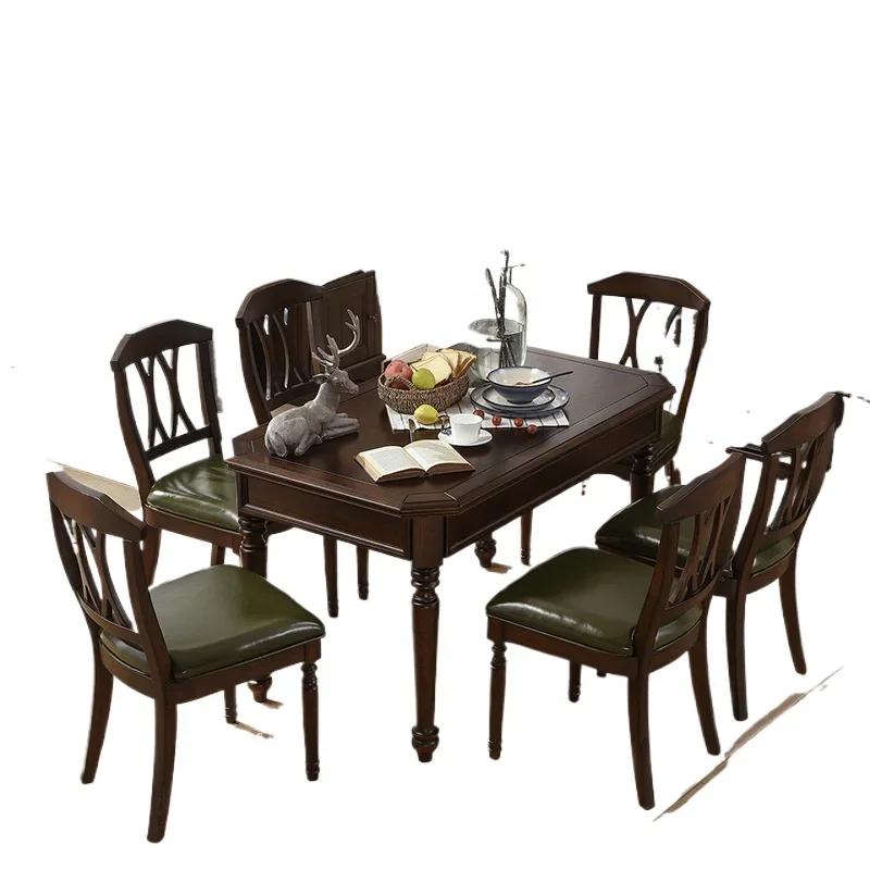 Solid wood American country dining table dining chair combination simple restaurant small apartment dining table