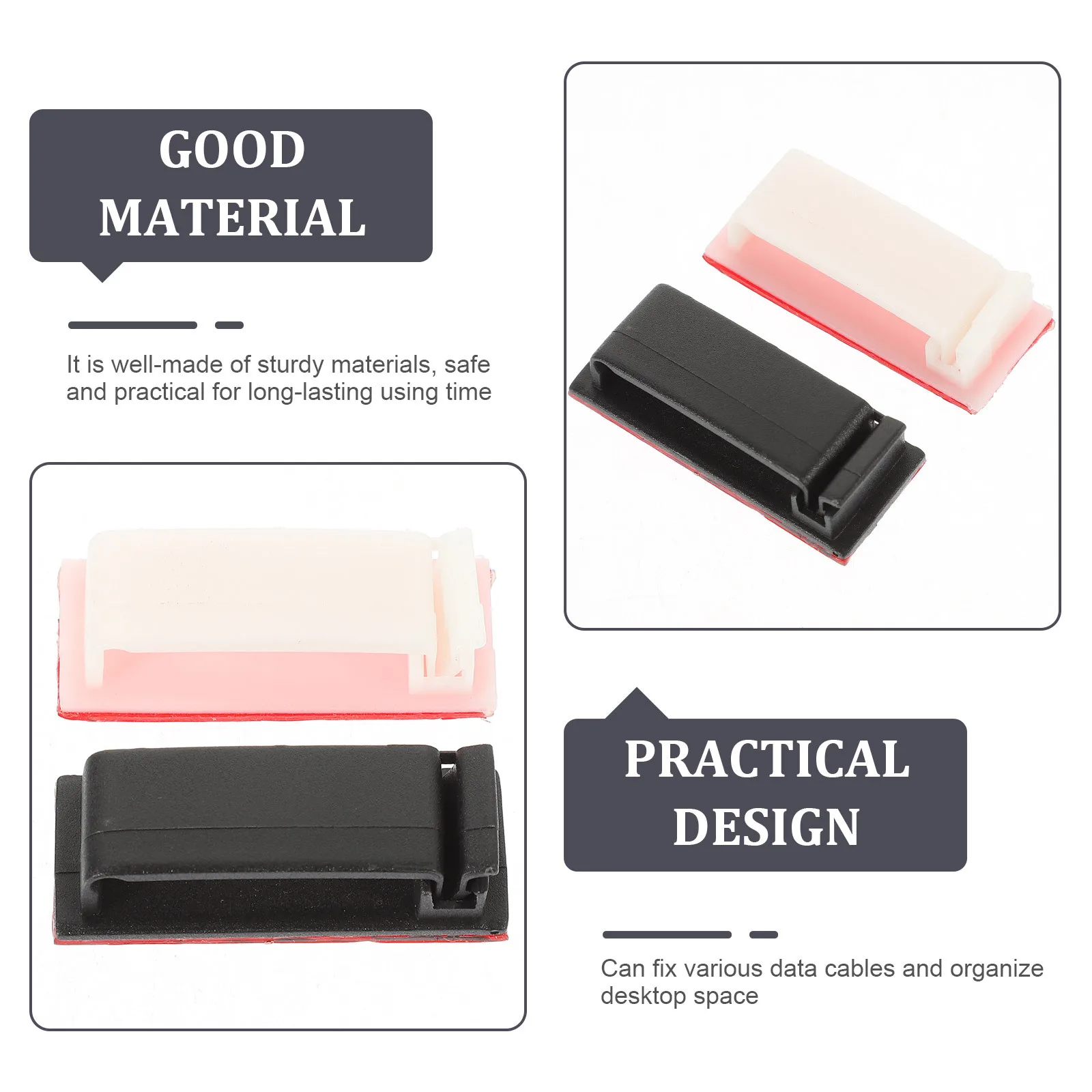 

20pcs Wire Thread Holder Cord Clips Clip for Desk Organizer Plastic Cable Hider