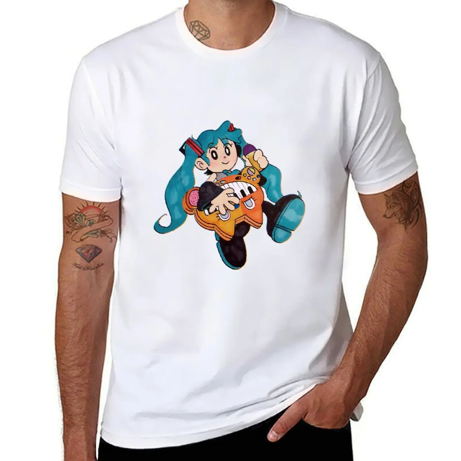 

man graphic quality cotton man t Piano! shirt t Cat shirt Miku high and T-Shirt