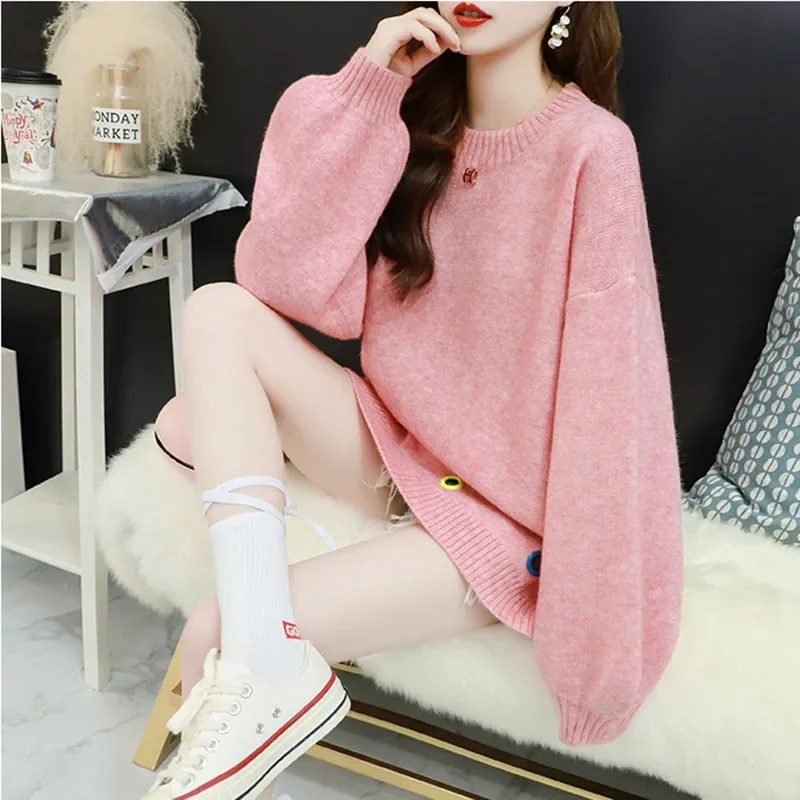 

Autumn Winter New Loose Pullover Basic Warm Sweater for Women Preppy Style Soft Kniited Korean Sweet V Neck Fashion Sweaters