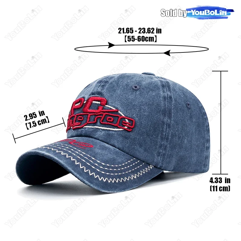 New European and American style coating faded old baseball cap three-dimensional embroidery PC letter sunshade soft top hat