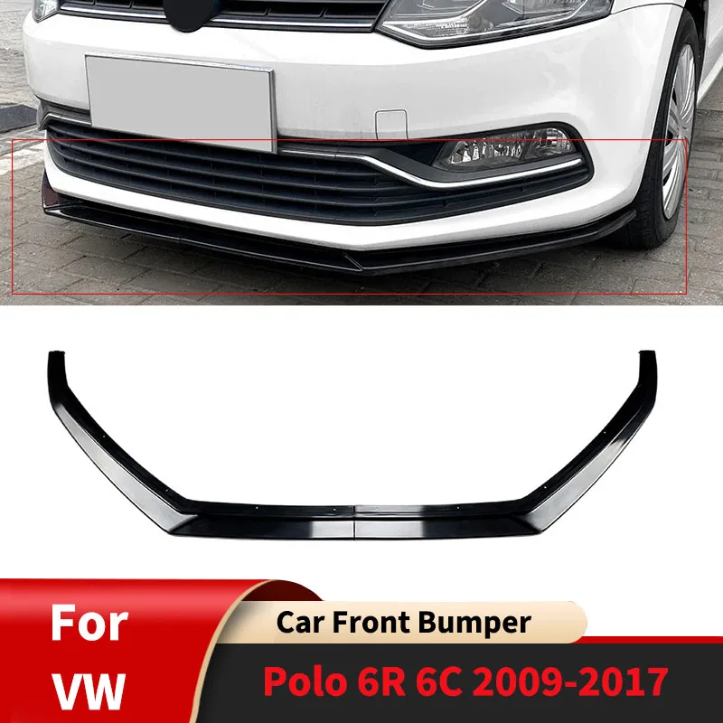 

For VW Polo 6R 6C 2009-2017 Car Front Bumper Lower Lip Splitter Body Kits Front Blade Accessories Guard Protector Cover Tuning