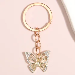 Cute Animal Keychain Hollow Butterfly Crystal Key Ring Enamel Key Chains Souvenir Gifts For Women Men DIY Handmade Jewelry