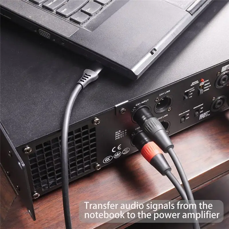 B76B USB to XLR Audio Cable, USB A to Dual XLR Male Stereo Output Cord, 32Bit/384Khz for Speaker, 1m
