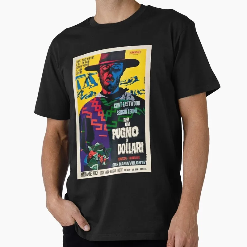For a fistful of dollars T-shirt Clint Eastwood Sergio Leone Spaghetti Western Vintage Cowboy Bounty Hunter Print Gift Tee