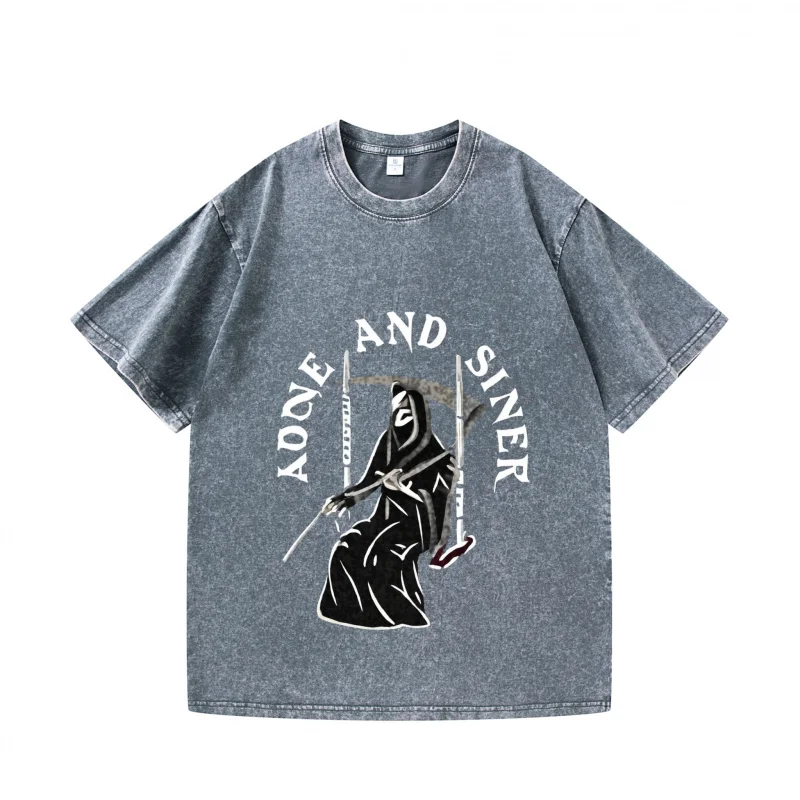 

Men's T-Shirt Gray Angel and Sinner Graphic Print Casual Daily Wear Fashion Streetwear Top