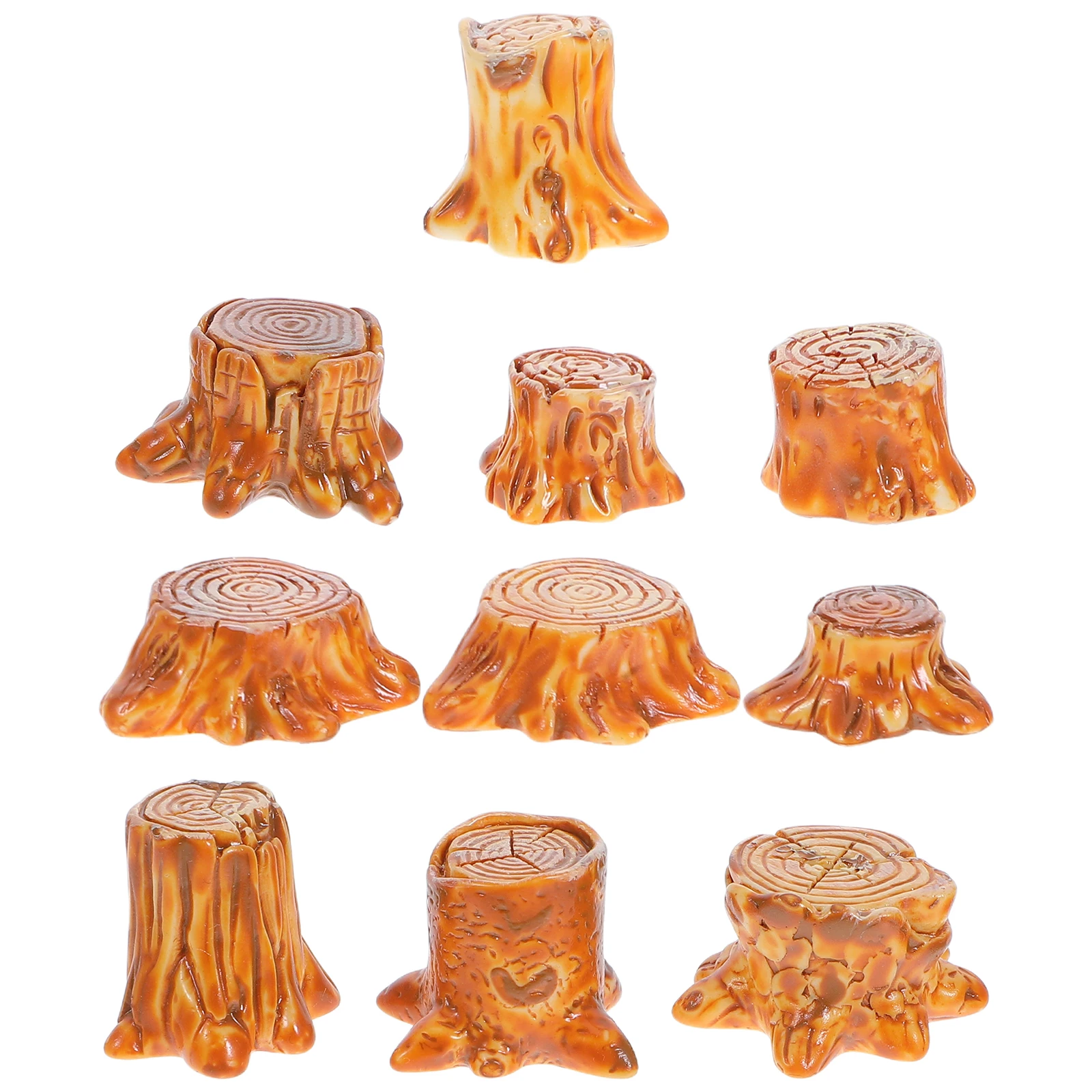 

10pcs Miniature Tree Stumps Decor Resin Micro Landscapes Accessories Dollhouse Scene Crafts Garden Fairy