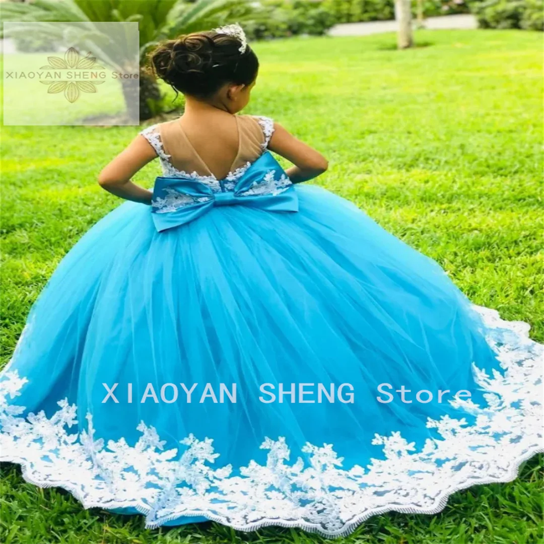 

Lace Red Wine Flower Girl Dress For Wedding Sleeveless V-back Tulle Puffy With Bow Dress Princess Birthday Party Ball Gown