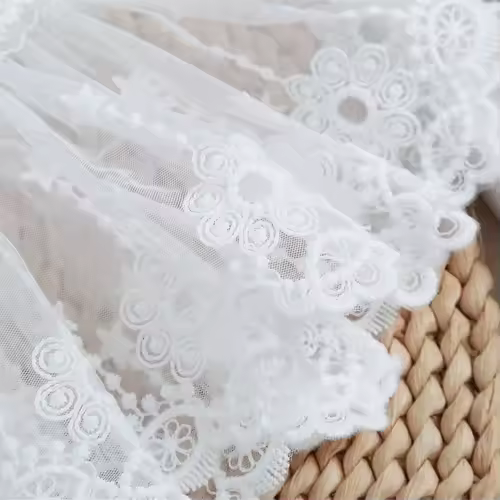 1Pair Detachable Cuffs Lace Flower Mesh Fake Flared Sleeves Double Layer Pleated Ruched False Cuffs Sweater Blouse Wrist Warmers - Image 3