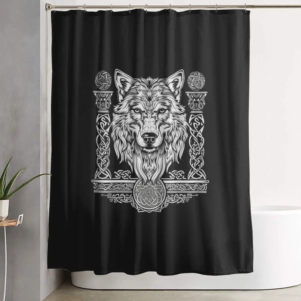 

Norse Nordic Viking Celtic Shower Curtain Bathroom Polyester Waterproof Bath Curtains with Hooks