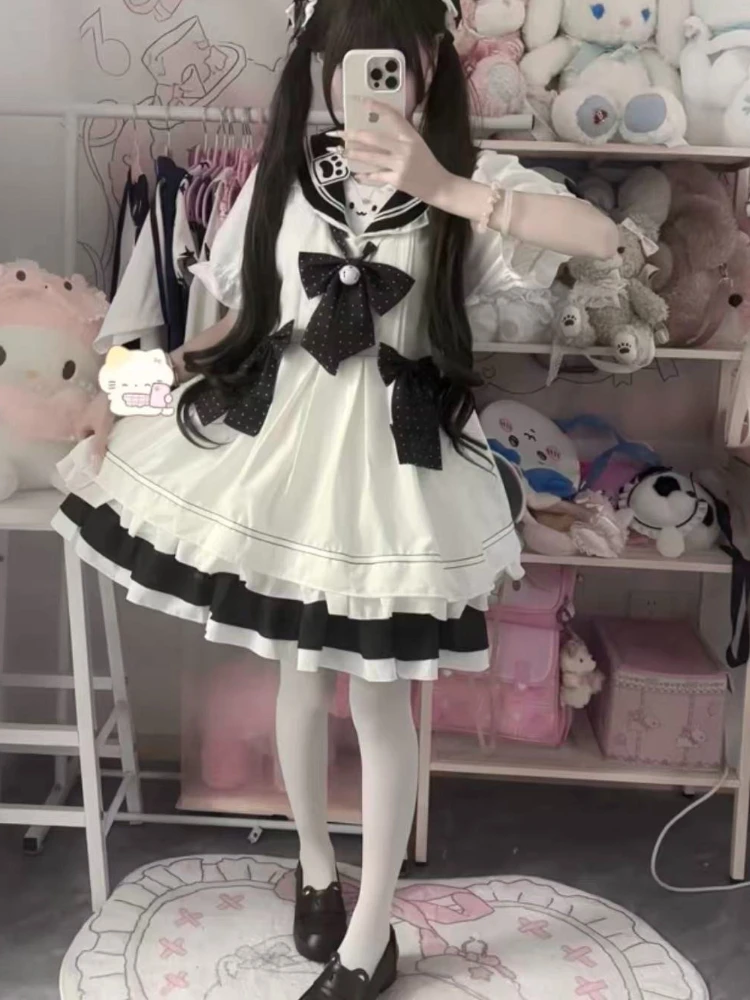 秋の和菓子ロリータエレガントミニドレス女性 Y2k プリンセスかわいいリボンデザインドレス女性シックな韓国人気の服