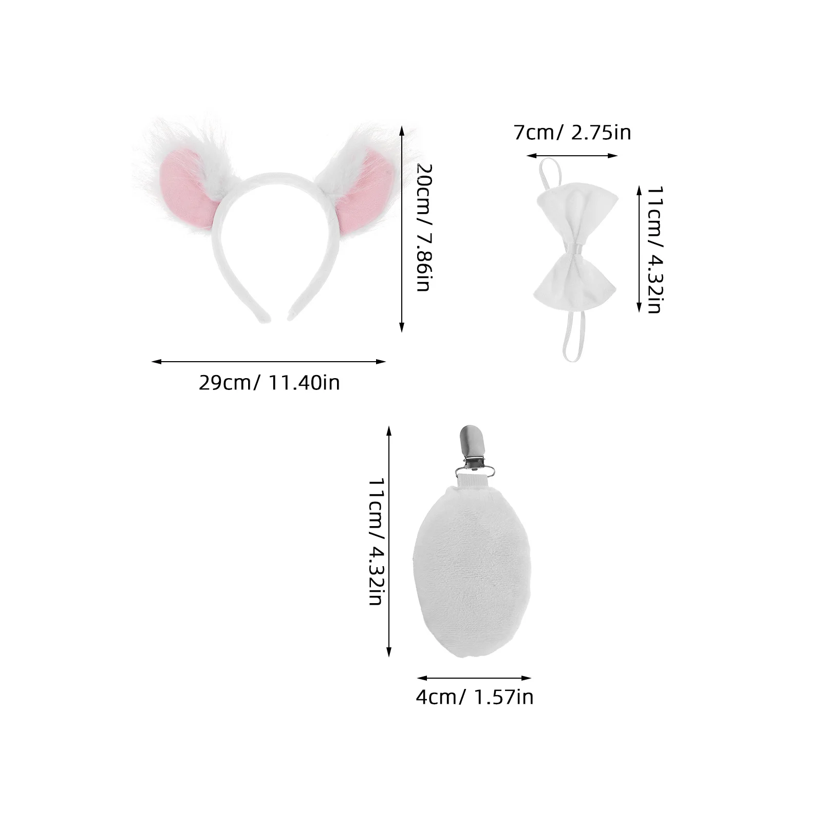 ชุดหูโคอาล่าพร้อมที่คาดผม หาง และโบว์ผูกคอ อุปกรณ์แต่งกายสัตว์ สำหรับแต่งตัวคอสเพลย์ งานฮาโลวีน คริสต์มาส และงานเทศกาลต่างๆ