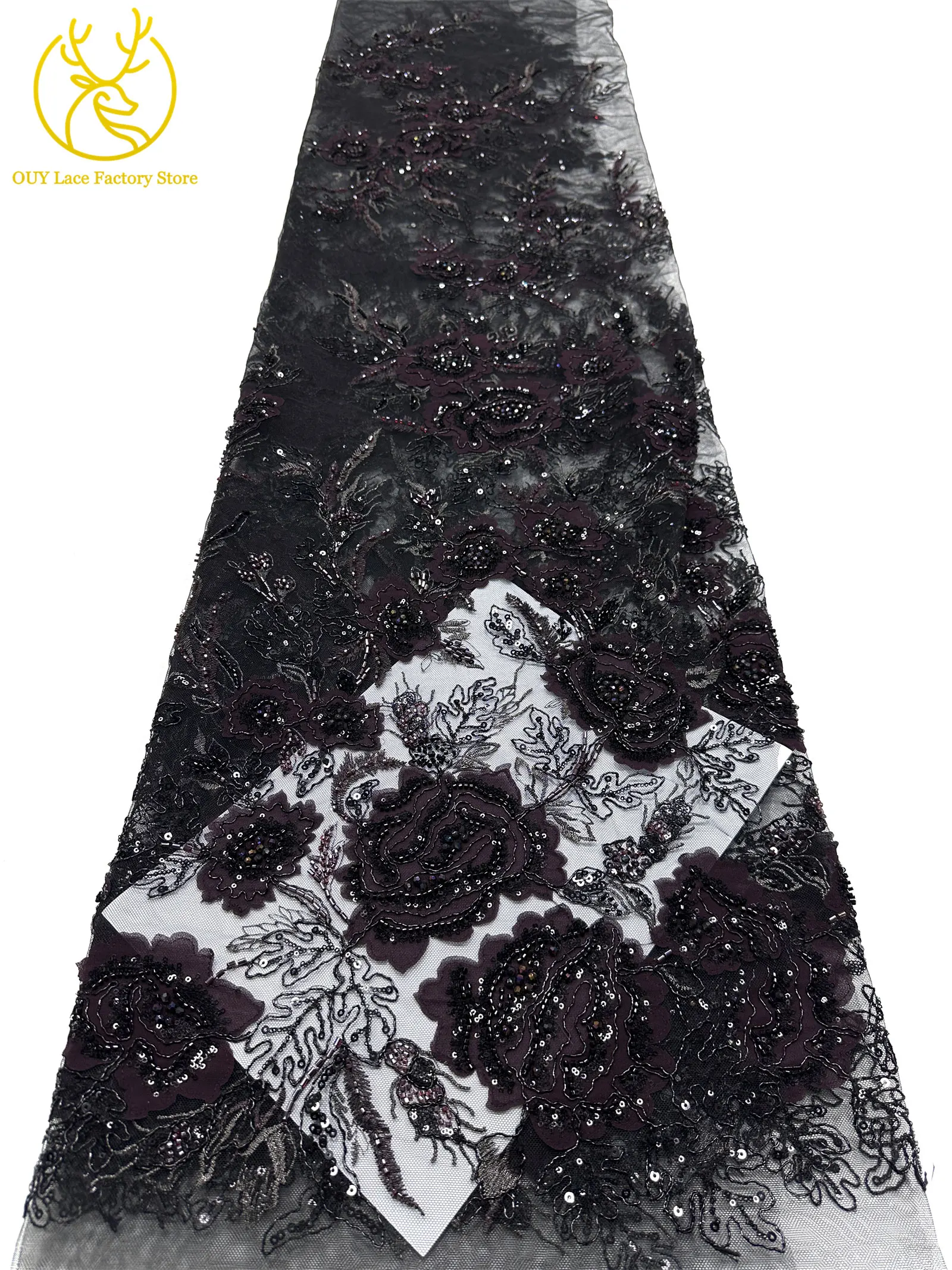 Modische Elegante Französische Brautkleid-Spitze mit Stickerei und Perlen 2026 Hochwertige Nigerianische Afrikanische Pailletten-Spitze für Hochzeitskleider – Detail 31