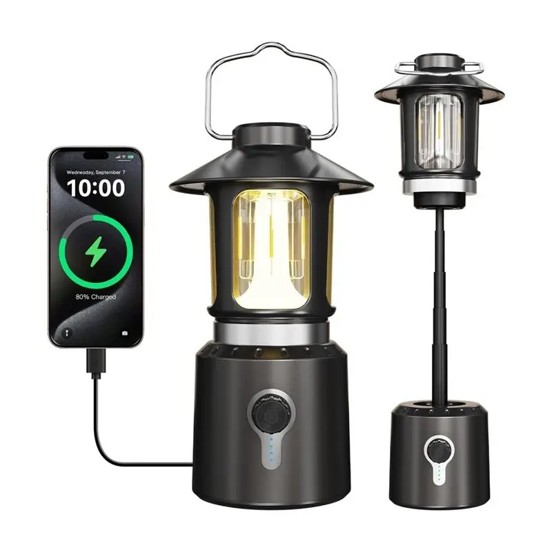 M12K-Telescoping Camping Lantern Featuring 8000Mah Battery Capacity, 3 Lighting Modes& Waterproof Build Quality Design