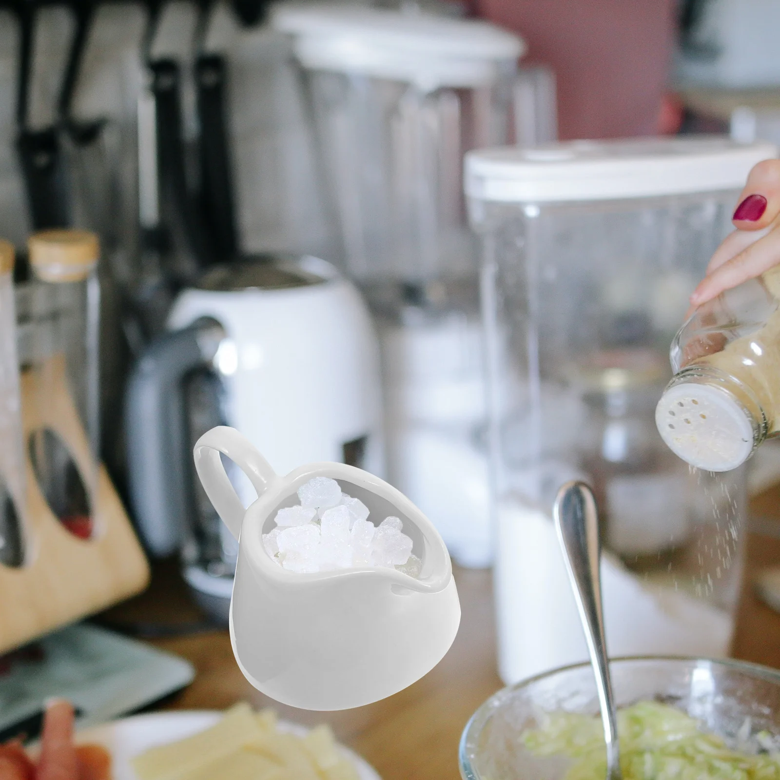 

Sugar Creamer Sugar Creamer Set Set White Milk Tea Jar With Bamboo Tray Spoon For Home Kitchen Bar Decor Gift