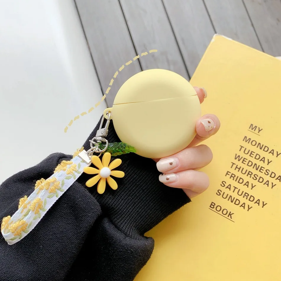 حافظة لهاتف هواوي freebuds 4i 4 Pro / freebuds Pro ملونة تحتوي على زهرة وسماعة حرة 3 حافظة واقية من السيليكون