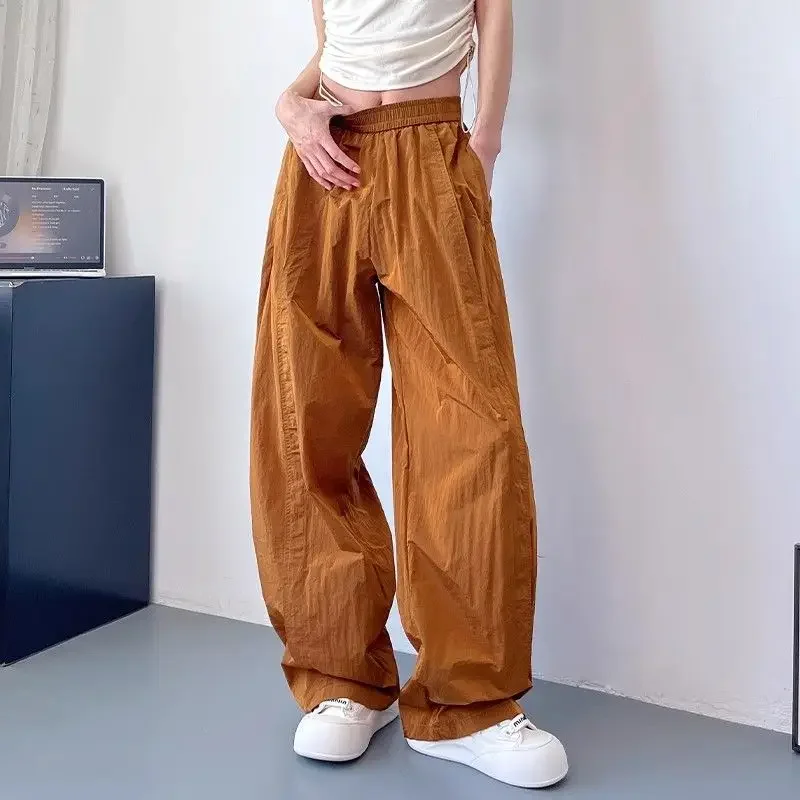 سراويل رياضية غير رسمية جديدة لصيف 2024 سريعة الجفاف ، فضفاضة وتنحيف ، سراويل بطول الأرض ، خصر عالي ، سراويل واسعة الساق للنساء