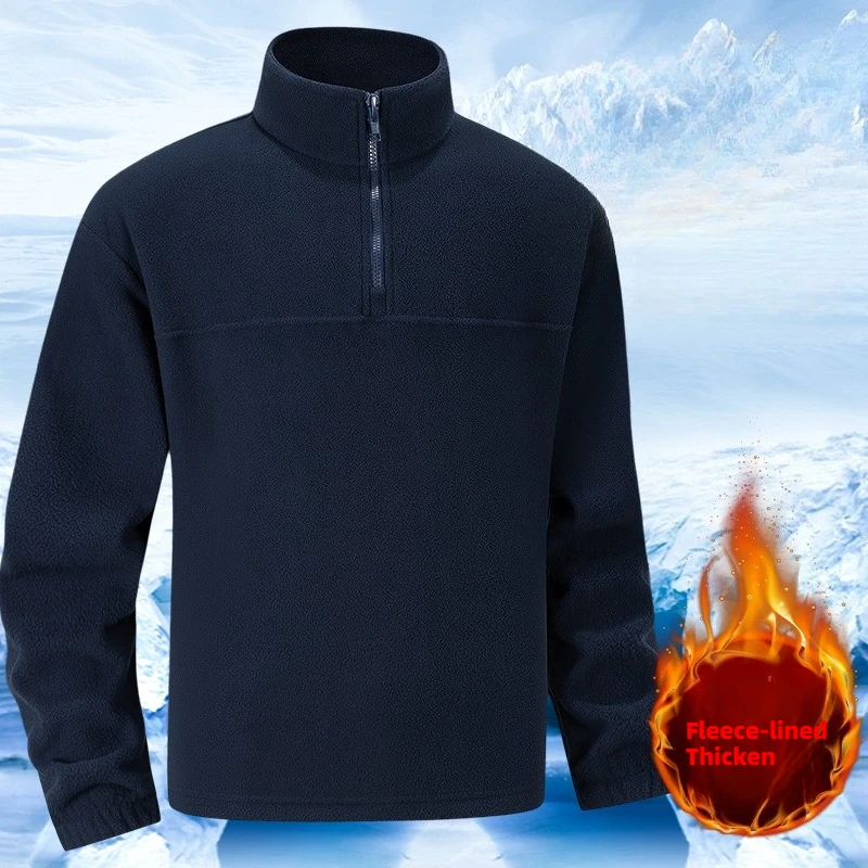 

Осень-зима 2022, качественная утепленная флисовая толстовка, мужской пуловер на молнии с воротником-стойкой, мужская одежда, зимняя куртка для мужчин