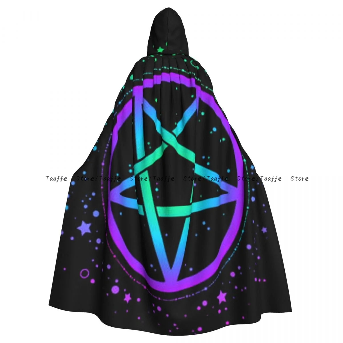 Mystical Pentagram Witch Cloak Hooded Cosplay Costume Halloween Adult Long Party Cape