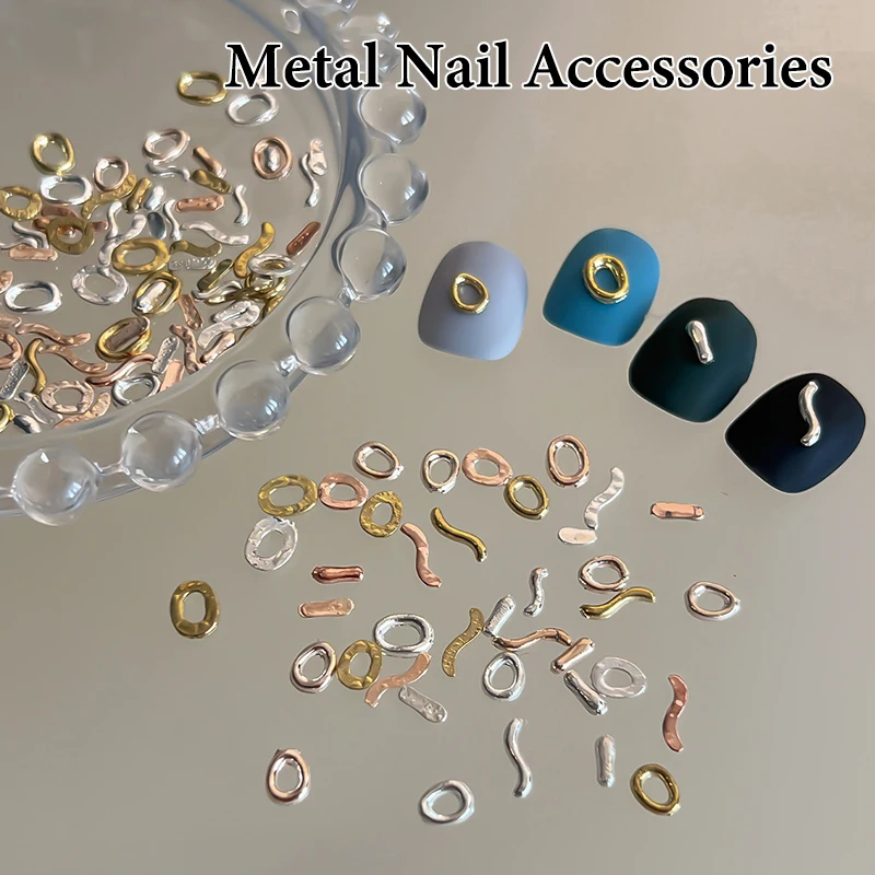 20 pezzi di ciondoli per nail art intrecciati barocchi, gioielli in metallo irregolari, fondo piatto, accessori ovali a forma cava per unghie creative