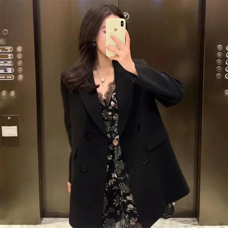 2026 avancé femmes manches longues hauts vêtements d'extérieur britannique femme couleur unie Blazer manteau printemps automne dames mode costume veste