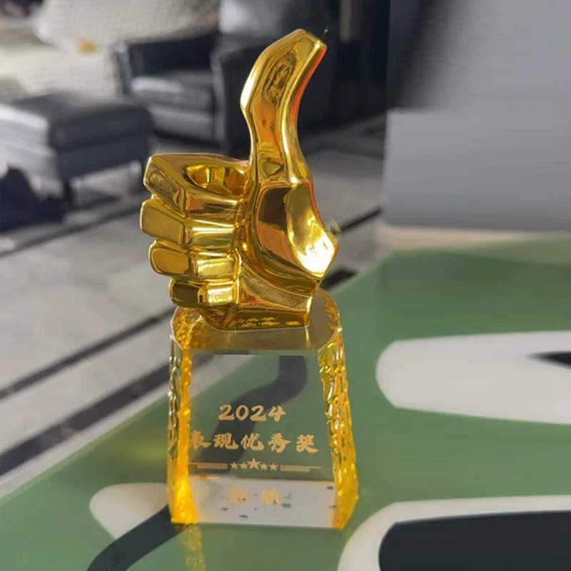 Customized Crystal Trophy, High-end Metal Basketball, Football, Billiards Competition Annual Meeting Awards Home Decoration, 1Pc