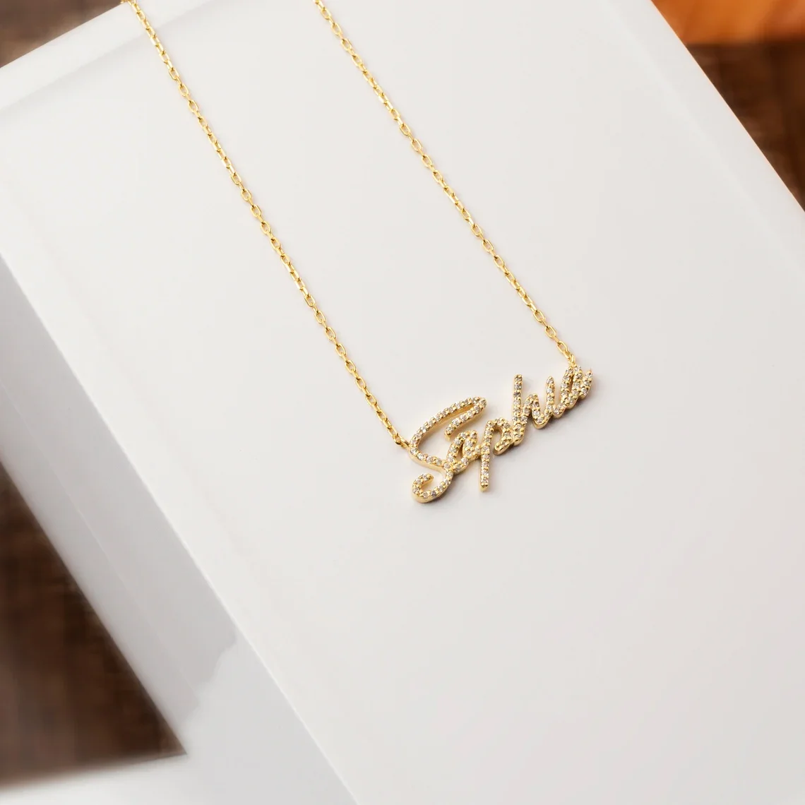 Custom Diamond Name Necklace Personalized Nameplate Pendant Necklace Stainless Steel Gold Necklace for Women Jewelry Gifts