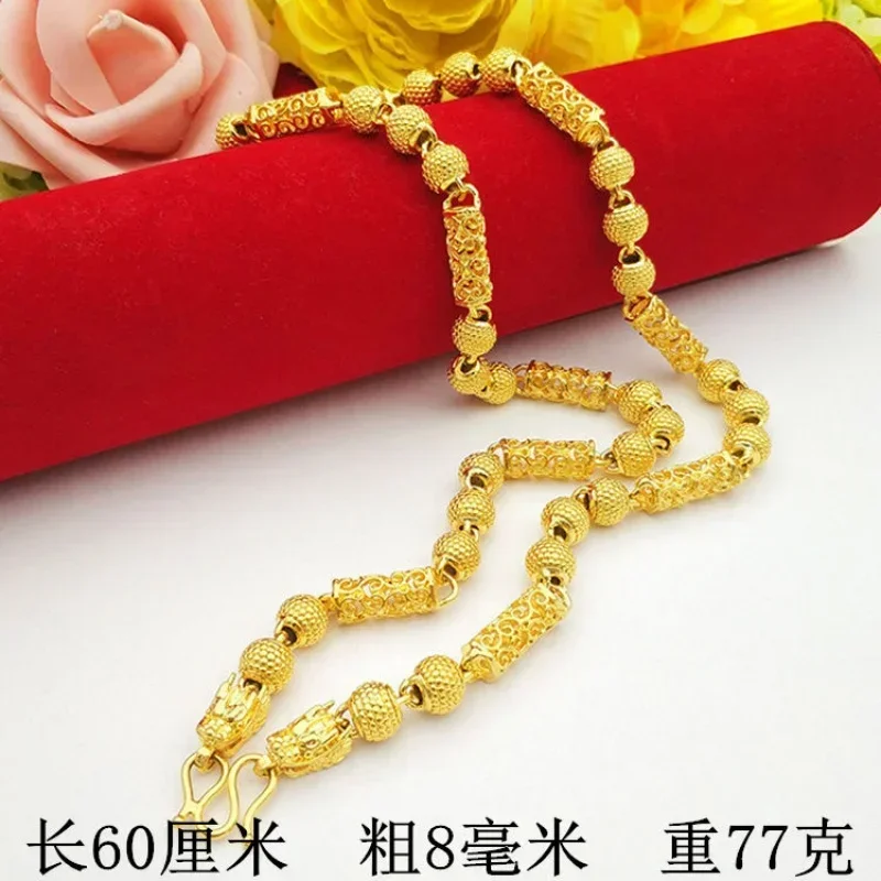 24 K Gold Necklace Men Dragon Guan Gong Pendant 9999 Real Gold Necklace