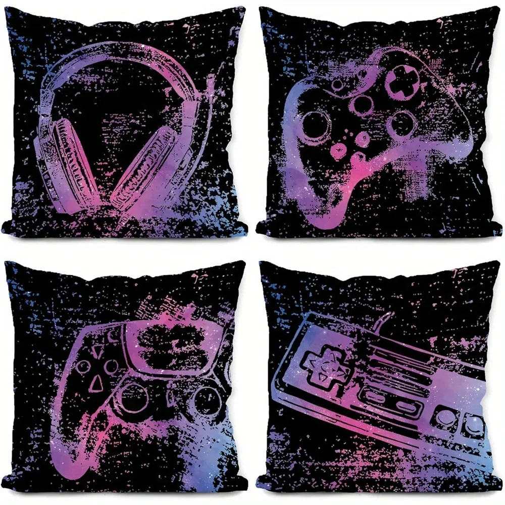 Retro Gaming Console Controller Headphone Arcade Video Game Lover Throw Pillow Cushion Accent Decor18x18 inch