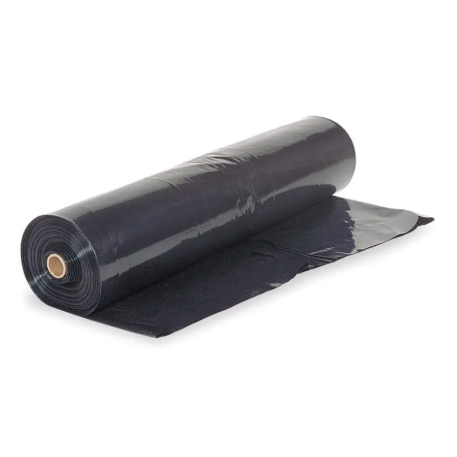 Lámina de plástico negra de 10 mil, 5 x 100, lona de plástico negra, lámina de polietileno para barrera de vapor, lona para pintores