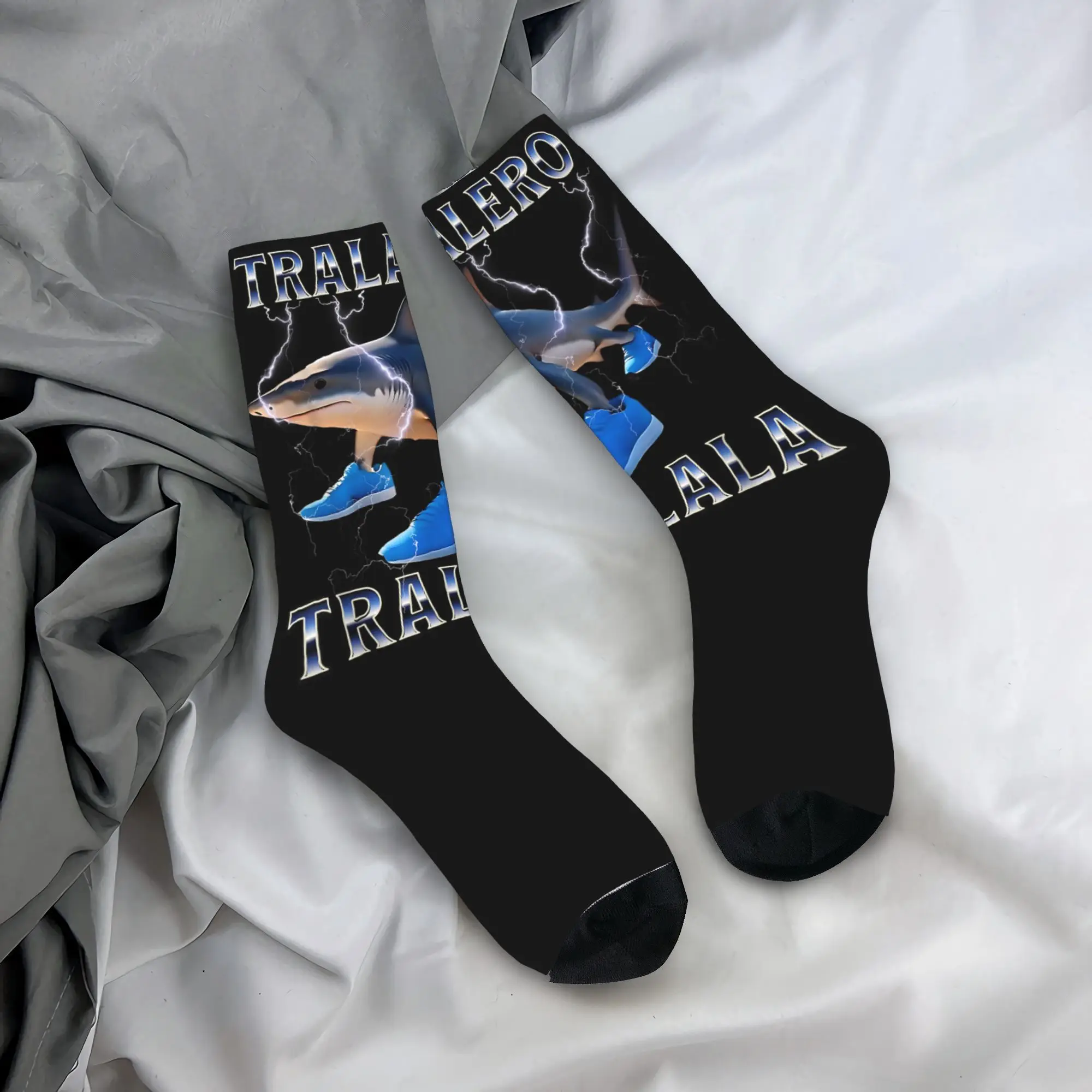 

Men Socks Tralalero Tralala Italian Brainrot Meme Stockings Autumn High Quality Socks Pattern Outdoor Sports Anti Skid Socks