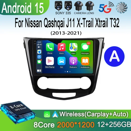 Imagen 2 del producto Reproductor de Radio de coche Android15 para Nissan Qashqai J11 x-trail Xtrail T32 Rogue Dualis 2013-2021 compatible con OEM BOSE 360 Auto Carpaly 4G