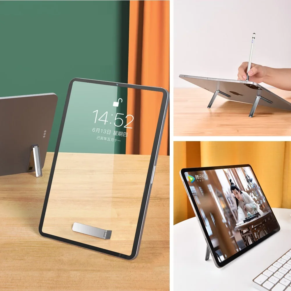 Eary Mini-Handyhalter aus Metall, faltbarer Ständer für iPhone, Samsung, Xiaomi, magnetischer L-förmiger vertikaler Ständer, Handy-Rückseite – Detail 7