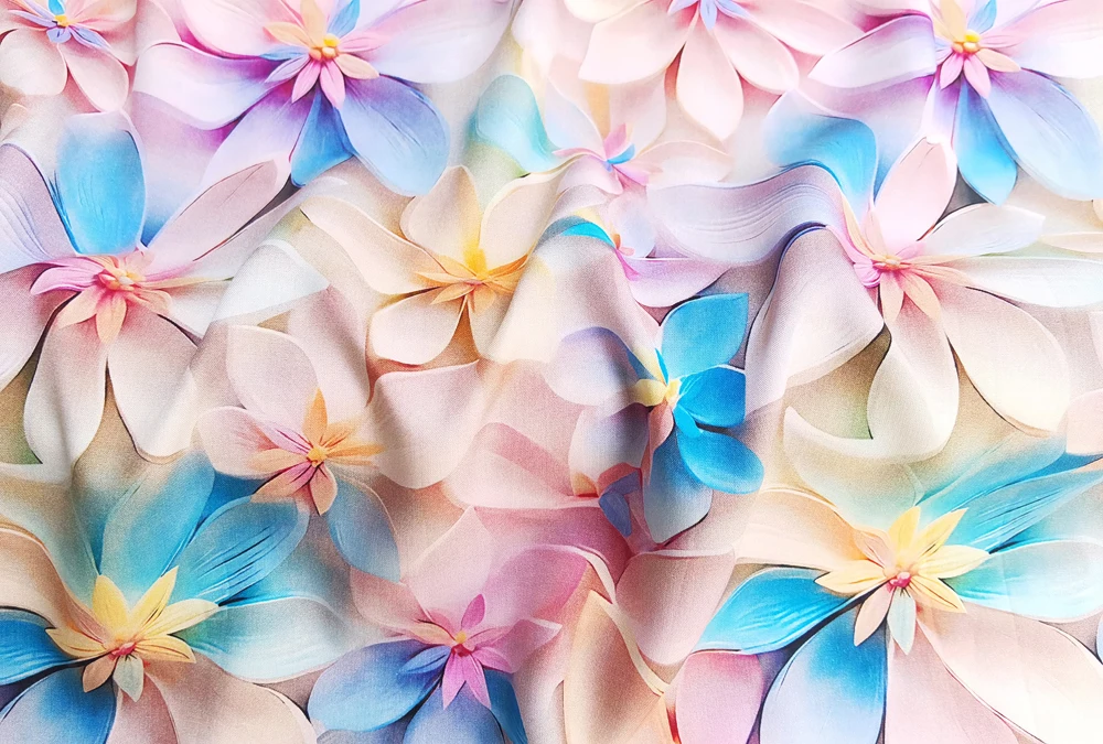1 Meter x 1,45 Meter schöner, farbiger Blumen-Viskose-Stoff, 100 % Rayon-Material für Kleider und Roben – Detail 7