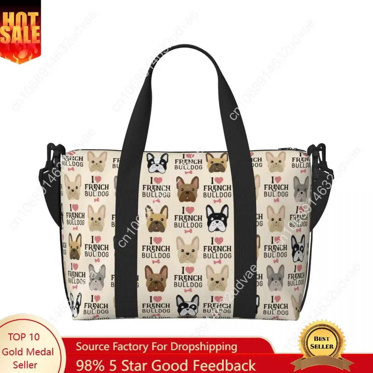 Custom French Bulldog Vintage Style Grocery Tote Shopping Bags Women Big Capacity Frenchies Dog Pet Gift Beach Gym Travel Bags