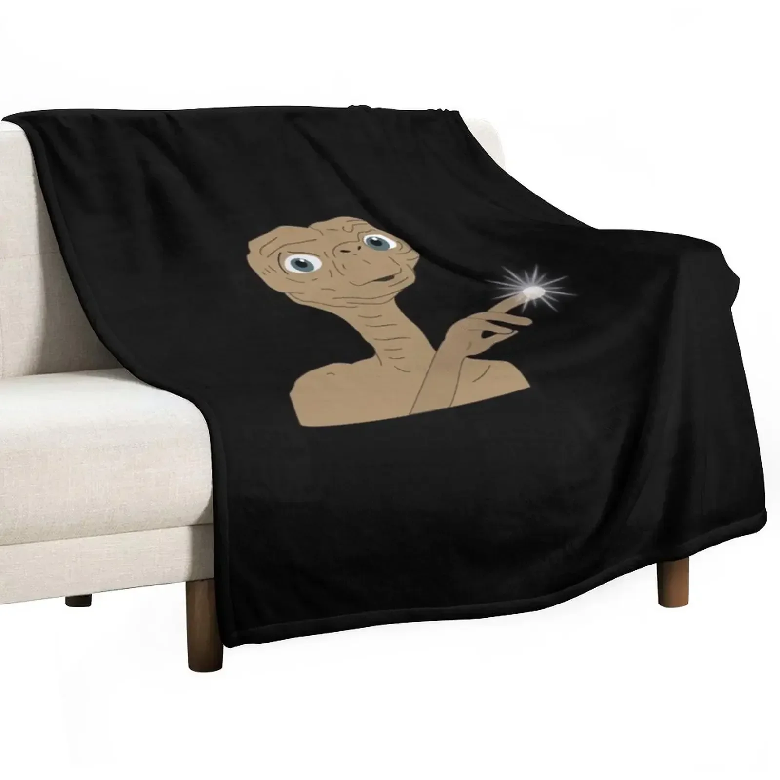 

Et Extra Terrestrial Illustration Sticker Throw Blanket Furrys Flannel Fabric Extra Large Throw funny gift Blankets