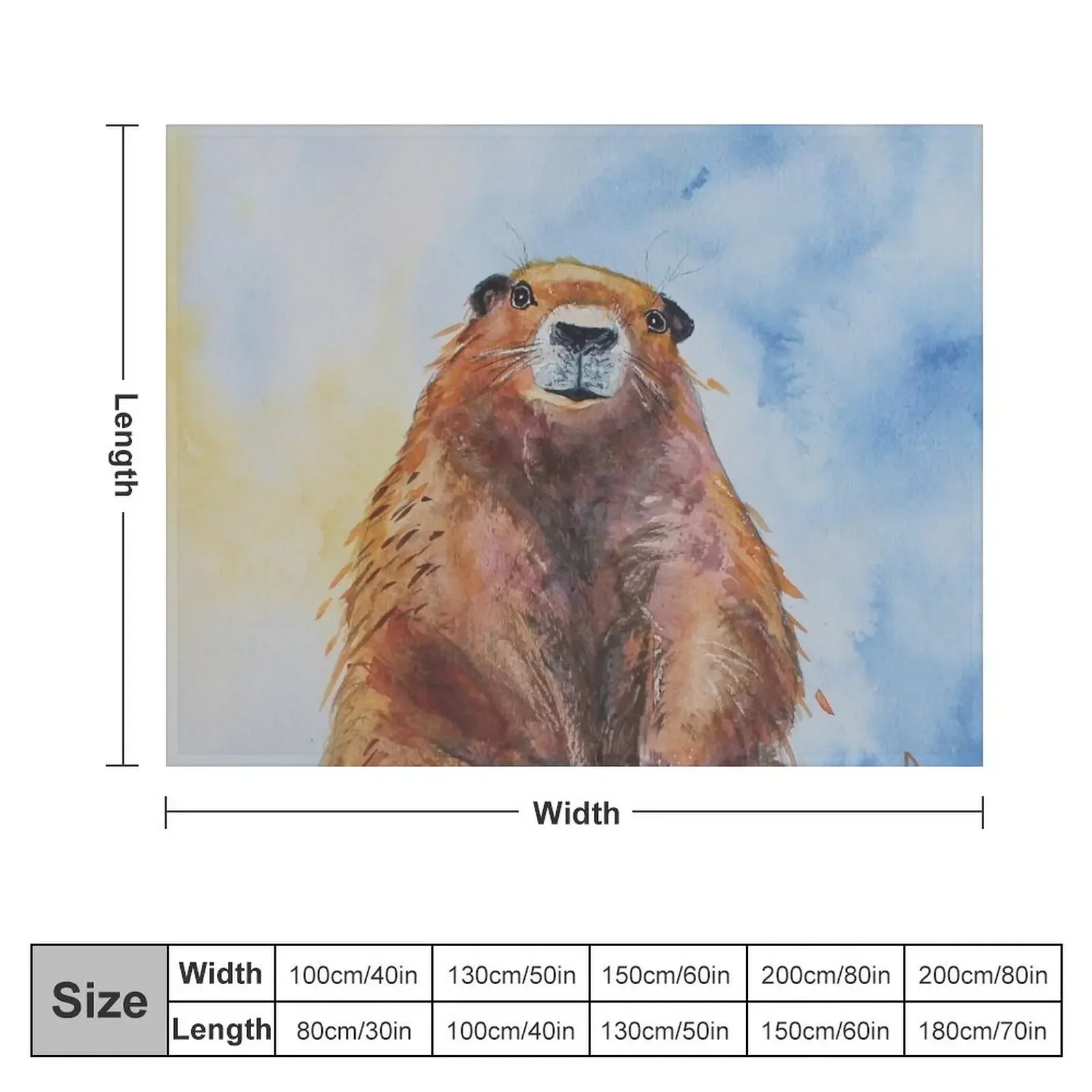 Standing Groundhog Day, Marmot Gofer realistic Watercolour Throw Blanket Soft Plaid Blankets Sofas Of Decoration Blankets