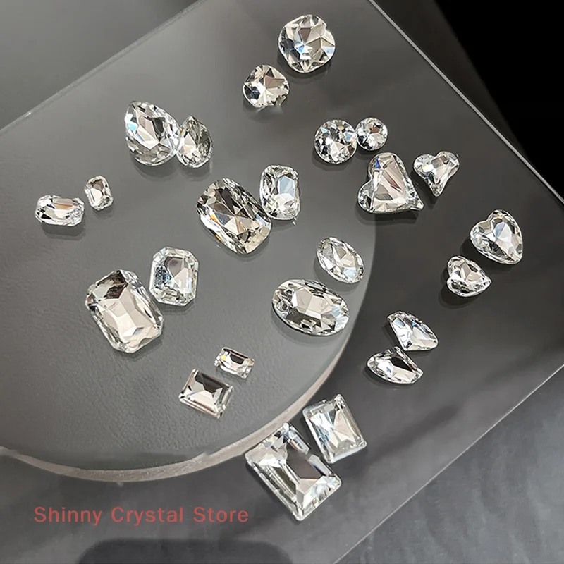5PCS Sparkle Sharp Diamond Nail Art Rhinestones Jewel Decoration Mix Clear White Nail Charms Ornaments