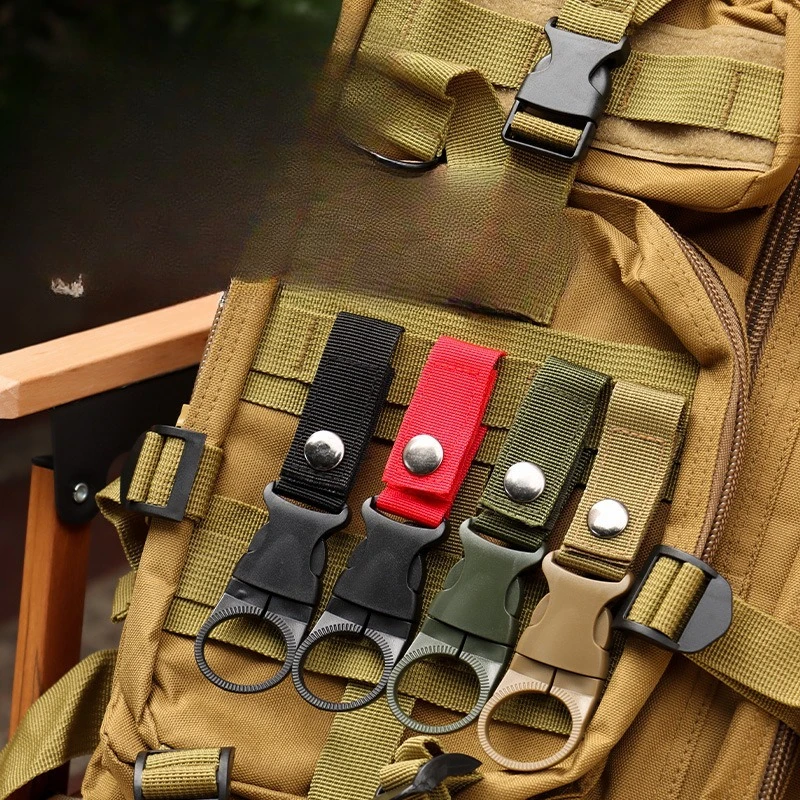 Tactical Molle Water Bottle Holder Charm Nylon Webbing Strap Keyring Quick Release Clip Key Fob Hiking Outdoor Item Key Ring